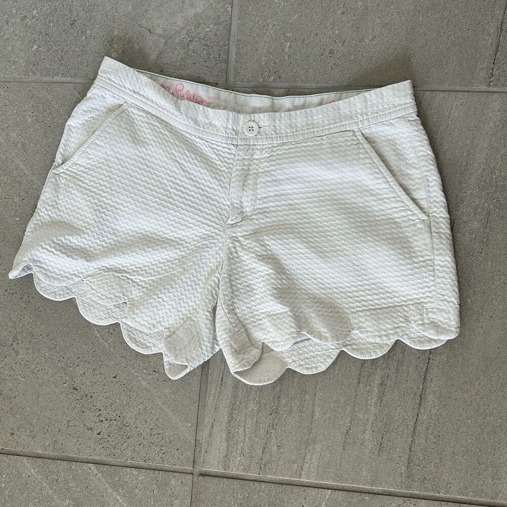 Lilly Pulitzer Women's Buttercup Cotton Shorts, Size 2, White, Waffle Pattern
